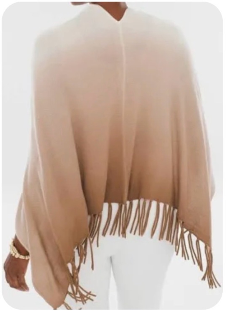 Chico’s Women’s Fringe Poncho Wrap in Camel